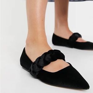 ASOS Mary Jane pointed ballet flats in black velvet